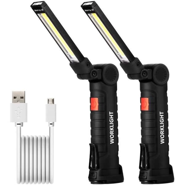 Arbejdslampe - Yizhet - Genopladelig COB lampe - 5 tilstande - Magnetisk base - Sort