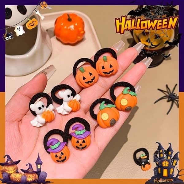 20 hårsnoddar för Halloween, 5 modeller, hårsnoddar för barn