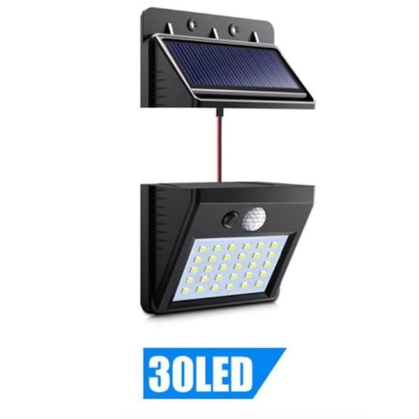 Solcellelampe - Sort - 30 LED - Bevægelsessensor - Udendørs brug - Solenergi Svart