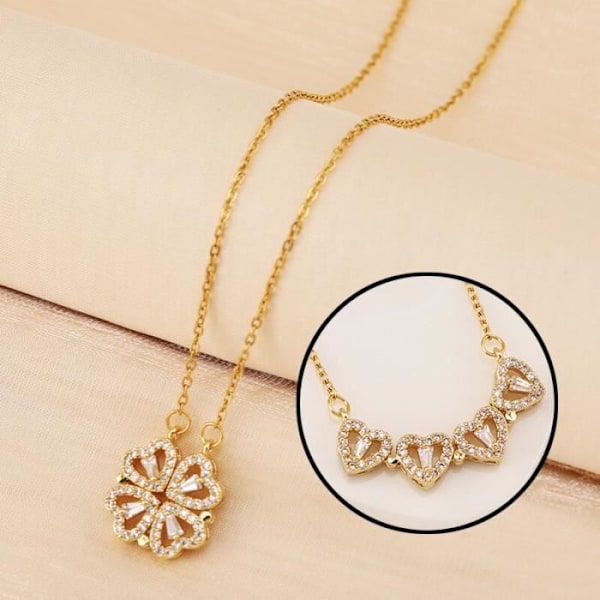Collier - ANDERLEDES - Firekløver - Rustfrit Stål - Guld - 42+6 cm gyllene