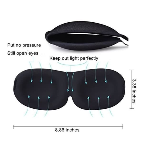 Sovemaske - 3D - Blødt Memory Skum - Ergonomisk - Lysafvisende