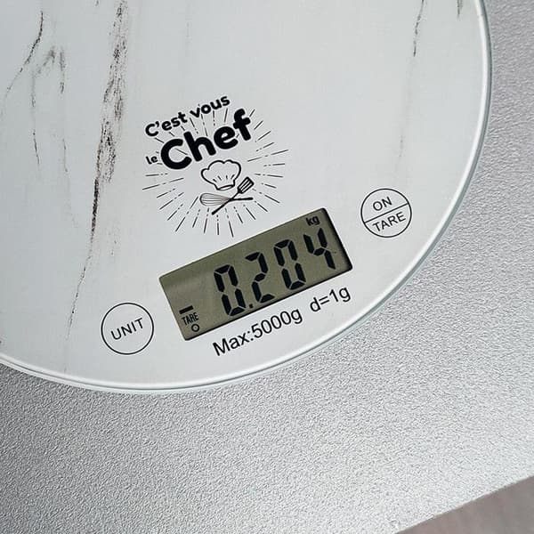 Köksvåg - BON APPETIT - Digital rund - Precision 1g - Kapacitet 5kg - Marmor effekt Effekt vit marmor
