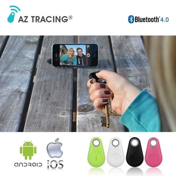 AZ TRACING® Anti-Lost Connected Keychain Tracker Locator och Remote Photo Trigger - IOS och Android - Vit färg Vit