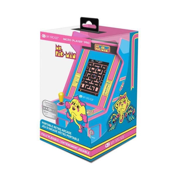 Mini Arcade-konsoli Retro-teemalla Ms. Pac-Man™