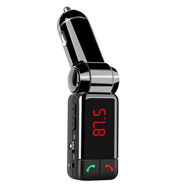SODIAL(R) LCD Bil Bluetooth Transmitter MP3 FM Trådløs USB Oplader Håndfri til Mobil Sort