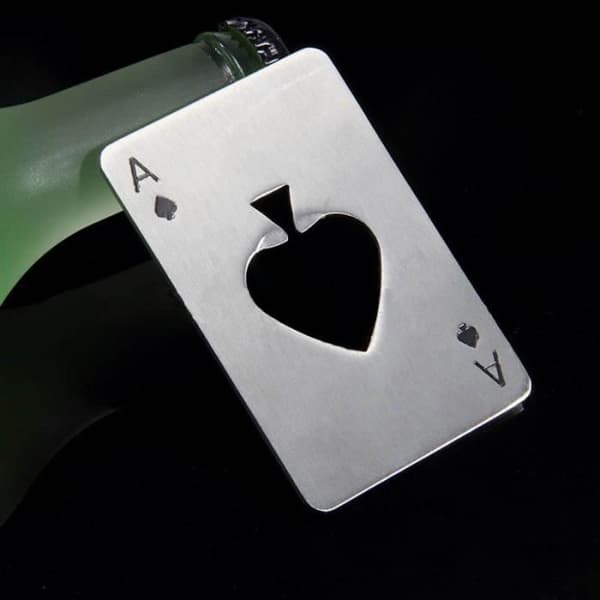 Rustfrit stål poker kort spader en sodavand øl flaskeåbner