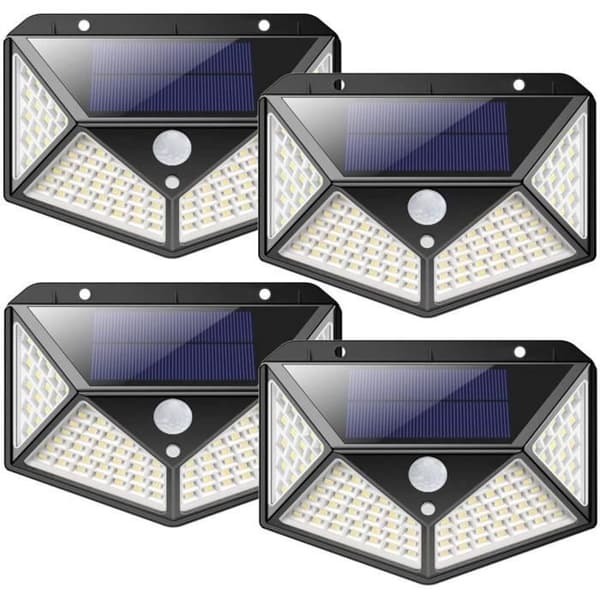Solcellelampe - 4 pak - bevægelsesdetektor væglampe - Sort