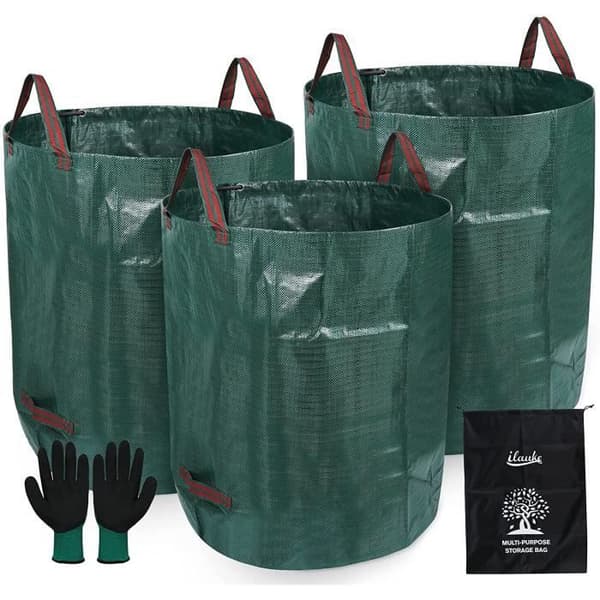 Trädgårdssoppsäckar - A365 - 3-pack - 272 L - Robust polypropen - Fällbara och självsamlande