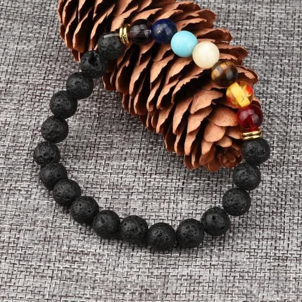 7 Chakra Healing Armband Beads Natural Lava Stone Diffuser Armband Smycken RWei1382