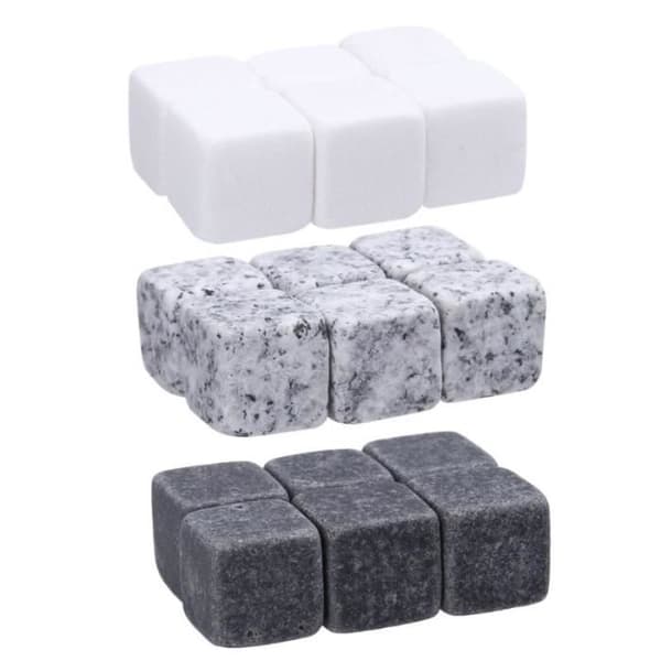 Vin køler - Naturlig sten - 6 stk - Sort farve - 2x2 cm Svart