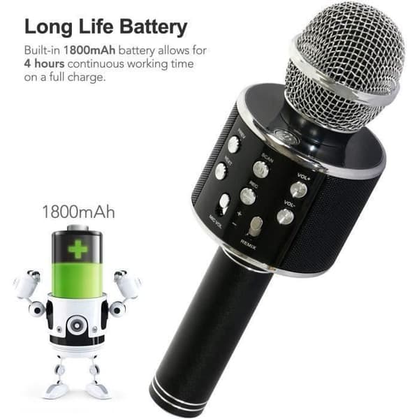 Trådløs Bluetooth Karaoke Mikrofon - Sort og grå - Elektrisk - Indendørs - Unisex svart och grått