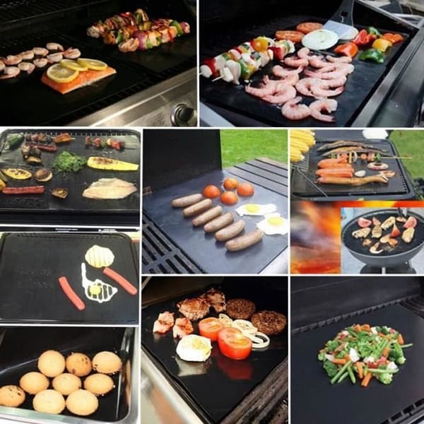 Bagesteppe - BBQ - Sæt af 2 - Ekstra lang 40 x 50 cm - Non-stick - Sort Svart
