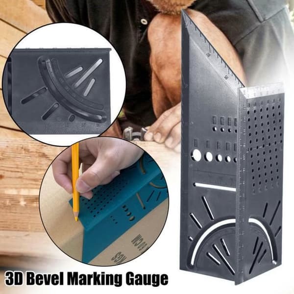 3D Square Geringsvinkellinjal - GRÅ - Längd- och vinkelmätning - ABS-plast Blått och grått