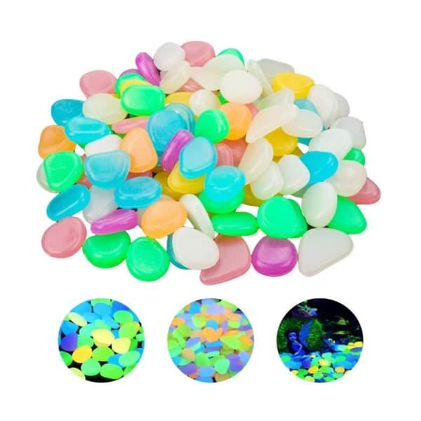 Lysende dekorative sten - 100 stk - Fluorescerende - 1,8 til 3 cm