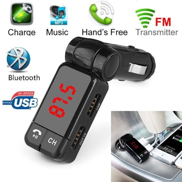LCD Bluetooth bil Glamour Kit Oplader FM Transmitter USB MP3 håndfri til iPhone XYQ61210121_2942