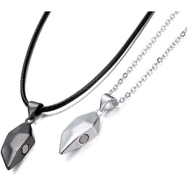 Collier - Hjerte Puzzle - Rustfrit Stål - Magnet - Justerbar - Unisex -