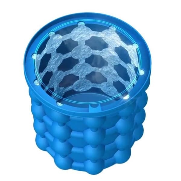 Ishink - Ice Cube Maker Genie - Silikon - 120 isbitar - Tätslutande lock Blå