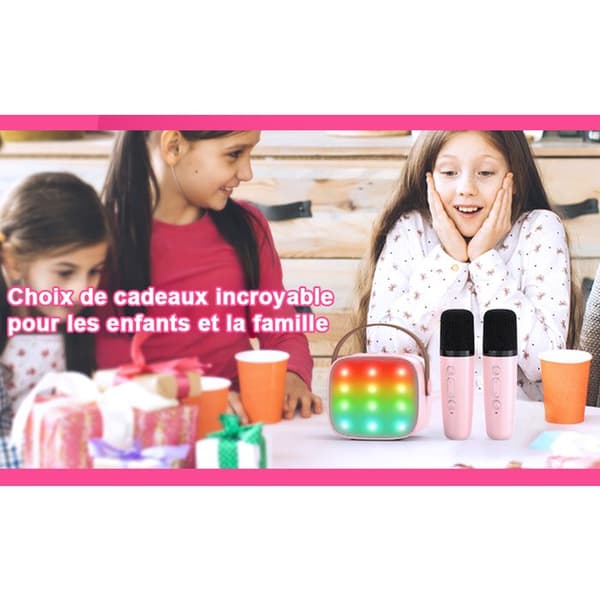 Trådløs mikro karaoke - JORMFTTE - Model JORMFTTE - 2 mikrofoner - Rosa - Til piger 4-12 år Ros