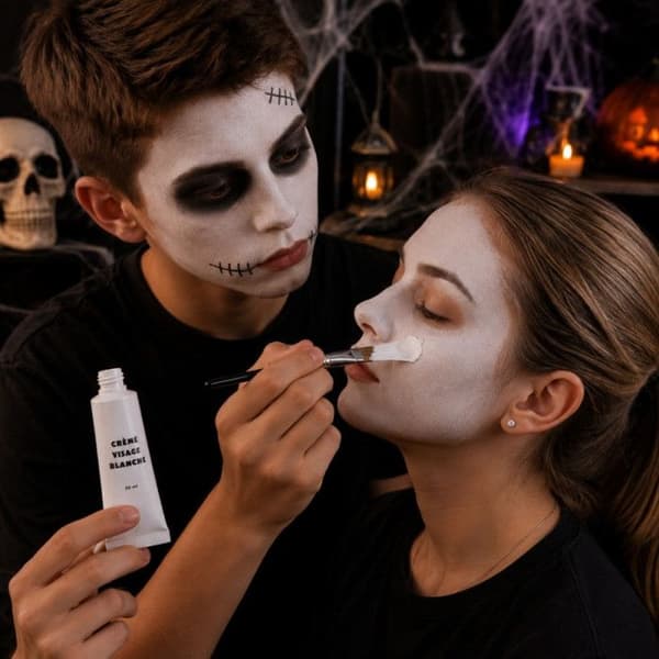 Ansiktsmakeupkräm - SIROCO - 20 ml - Täckande vit - Realistisk effekt - Vattentvättbar