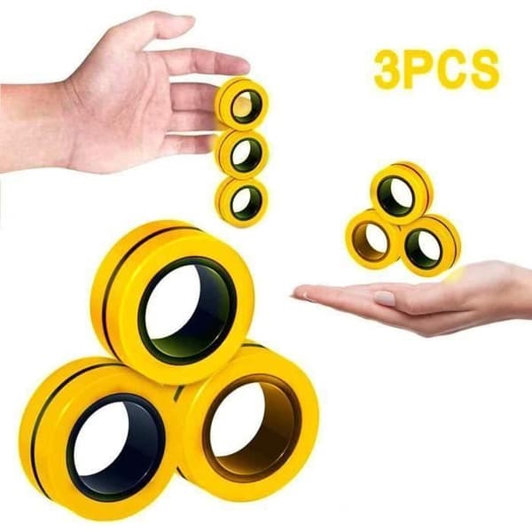 PIMPIMSKY Magnetic Decompression Leksaker Hand Spinner Fingrar Anti-Stress Ringar Finger Ring Dekompression Leksaker-gul