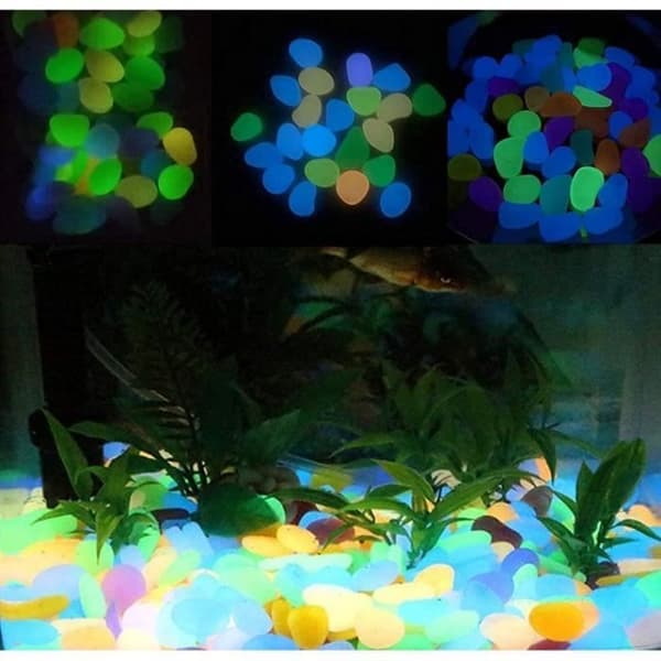300 lysende sten, akvariegrus, havegrus lysende sten fluorescerende dekoration