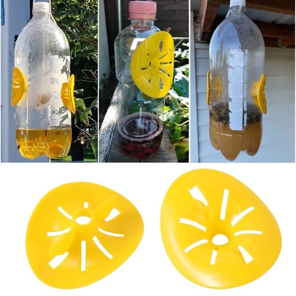 Set med 2 Återanvändbara Getingfällor DIY Utomhus Gul