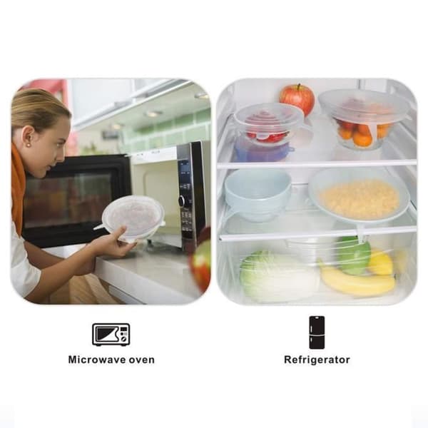 6 st Couvercle alimentaire extensible en silicone Couvercle Conservation des aliments Réutilisable