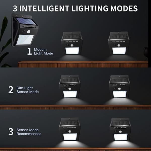 Solcellelampe - Sæt af 4 - 20 LED - Bevægelsessensor - Vandtæt IP65