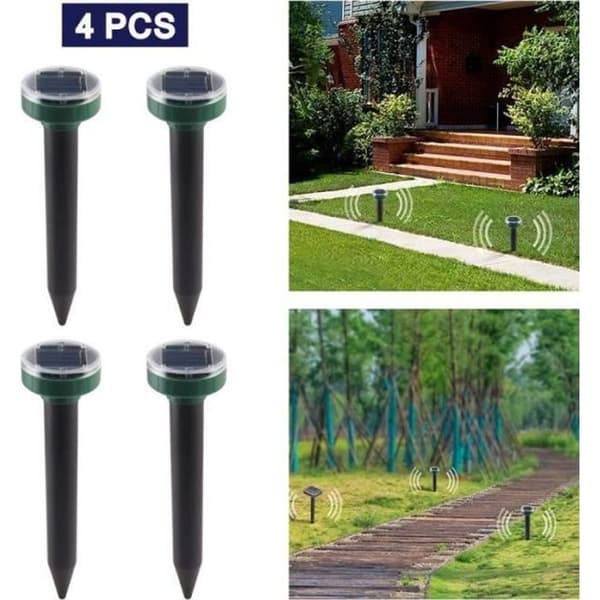 4st Solar Mole Repellents Ultraljud Pest Repeller för utomhus Inga mullvadar, inget sorkgift