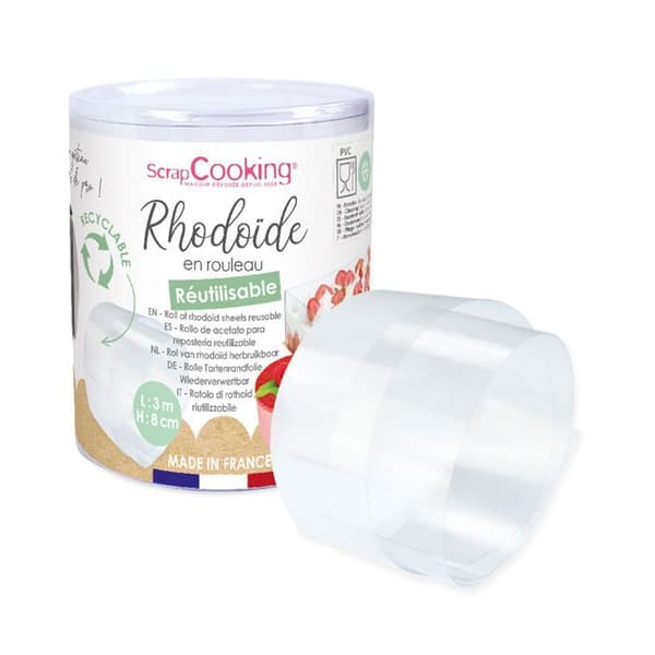 Ruban rhodoïde för entremets 3 m x 8 cm Transparent