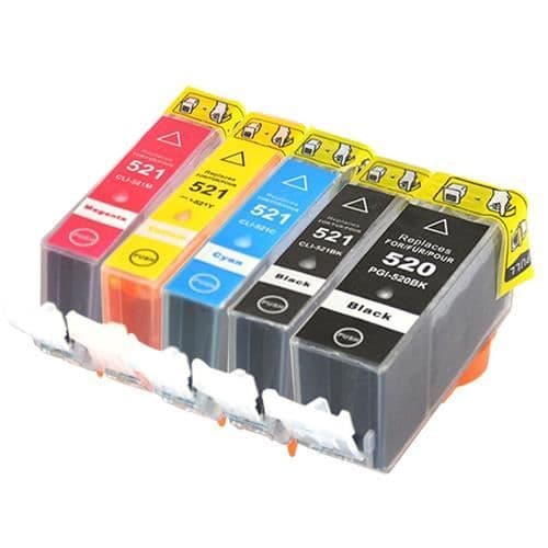 Kompatible patroner - CANON - PGI-520-CLI-521 - Multi-farver - Pakke med 5