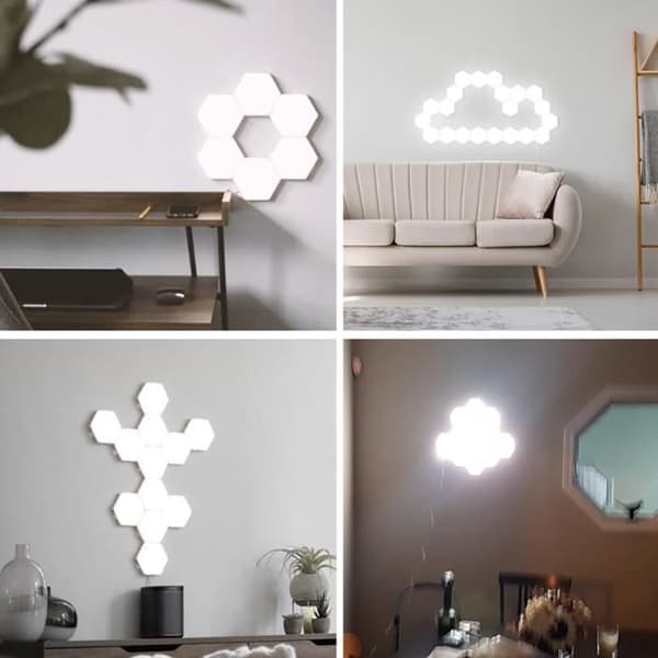 LED-lampe - Modulerbar - Berøringsfølsom - Hexagonal - Energibesparende - Indretning Vit