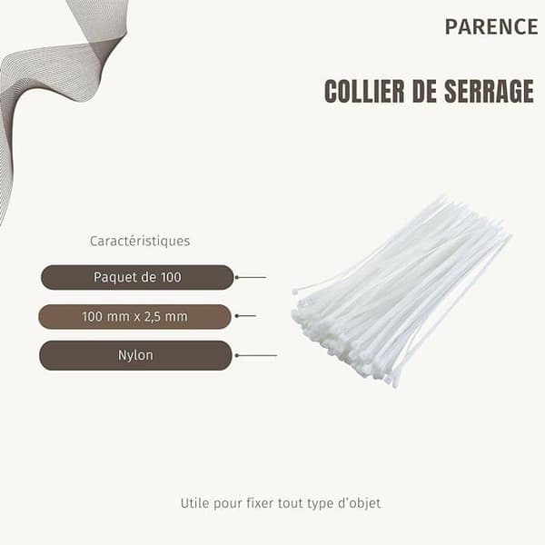 Serre-cable - ANNORLUNDA - Förpackning om 100 - 100x2,5mm - Plast - Vit Vit