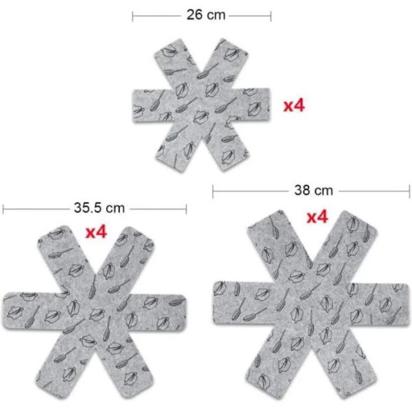 Beskyttelse mod ridser - Sæt af 12 - Non-woven materiale - 3 størrelser - Håndvaskbare