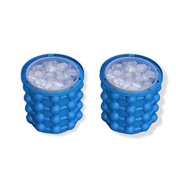 Ishink - Ice Cube Maker Genie - Silikon - 120 isbitar - Tätslutande lock Blå