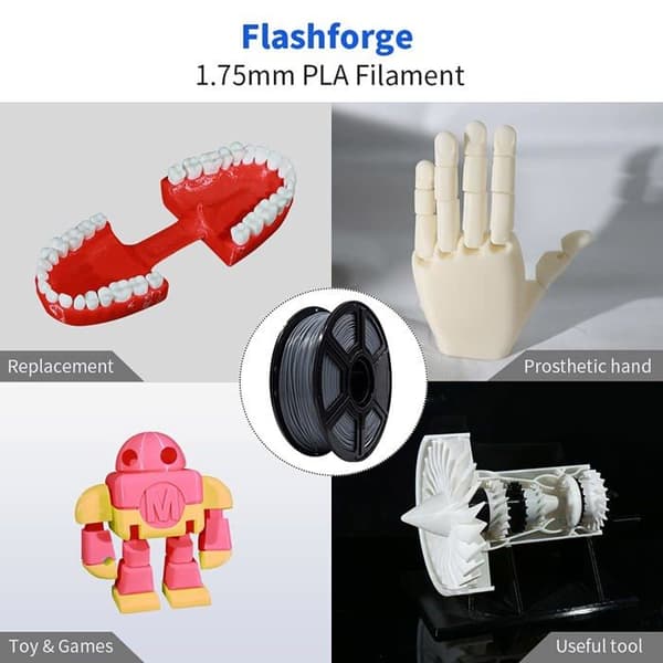 Filament PLA - FLASHFORGE - 1 kg - Hvid - 1,75 mm - Kompatibel med FDM-printere