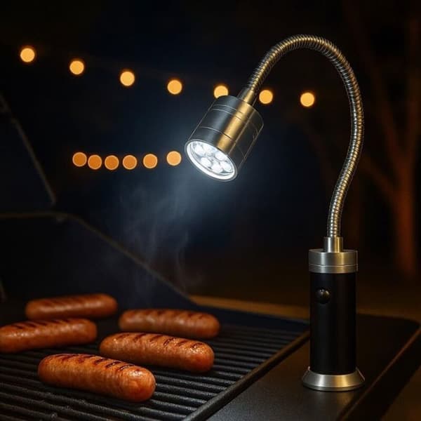 LED grillampe - Bærbart model - 9 hvide LED - 360° roterende hoved - Magnetisk base Vit