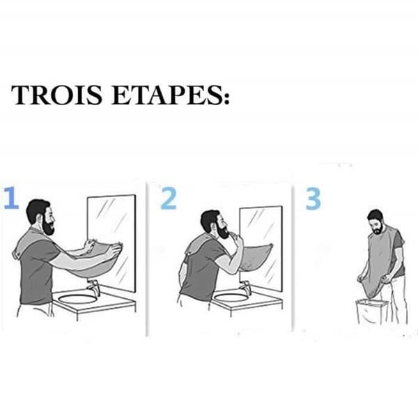Skægforklæde Skæg Tablier Innovation Barbering Forklæde til Opsamling af Hår til Nem Barbering (Hvid)