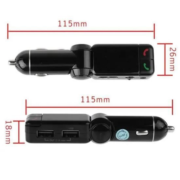 Trådløs LCD Bluetooth bil FM transmitter MP3 A2DP stereo musikafspiller USB oplader handsfree til ISO Android