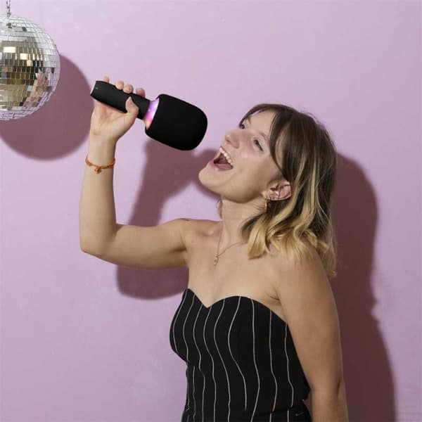 Lysende 2-i-1 mikro karaoke højttaler Svart