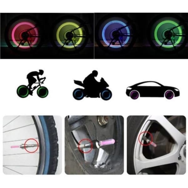 Cykelventilprop - WGHY - LED LYS - 2 Stykker - Blå Farve - Unisex Blå