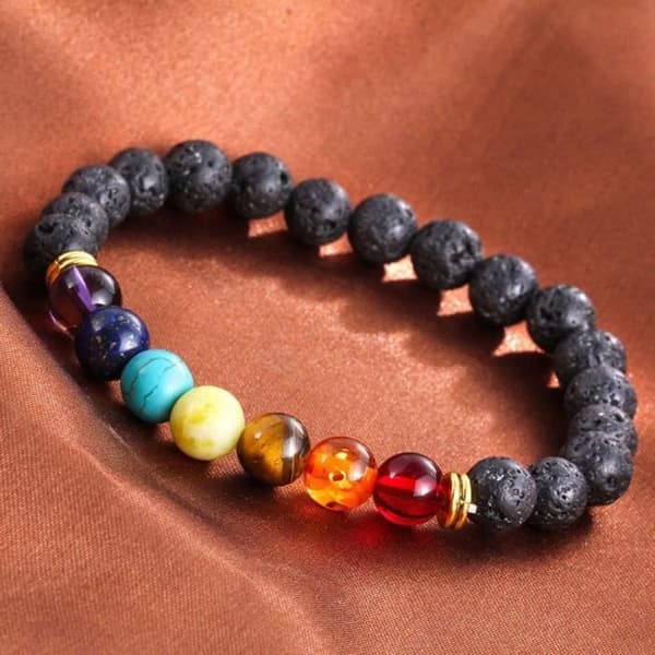 7 Chakra helbredelse armbånd naturlige lava sten diffuser armbånd smykker 1382