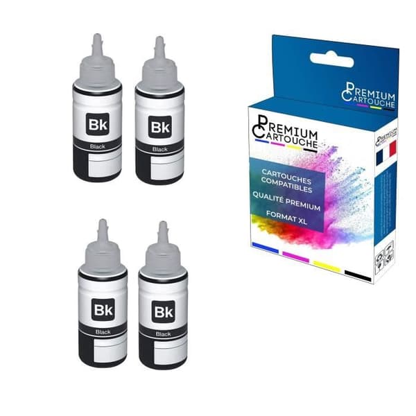 Bläckflaska - PREMIUM KARTUSCH - 104 - Svart - 4 Flaskor - 70 ml