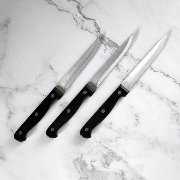 Steakknivar - SIROCO - Set om 3 - Rostfritt stål - Slät blad 11 cm - Ergonomisk