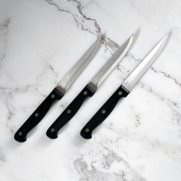 Steakknive - SIROCO - Sæt af 3 - Rustfrit stål - Glat klinge 11 cm - Ergonomisk