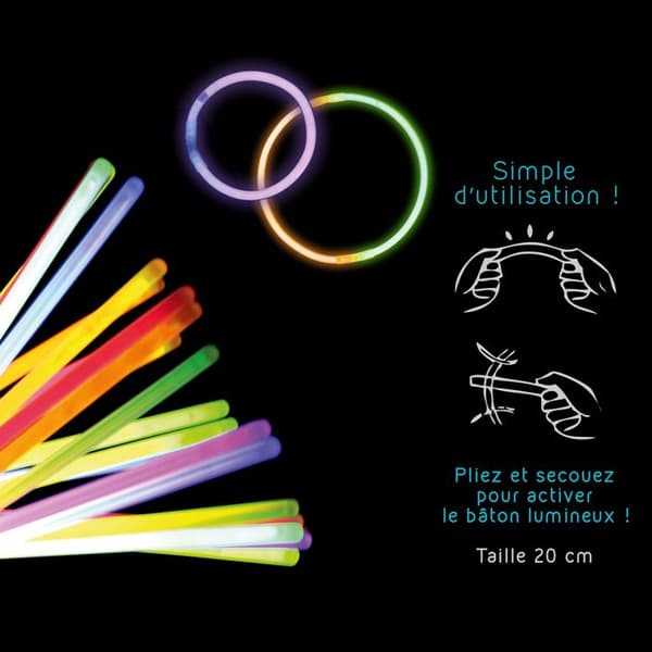 Lysende stænger - FESTTID - 20 cm - Fluorescerende - Multifarvet - Pakke med 50