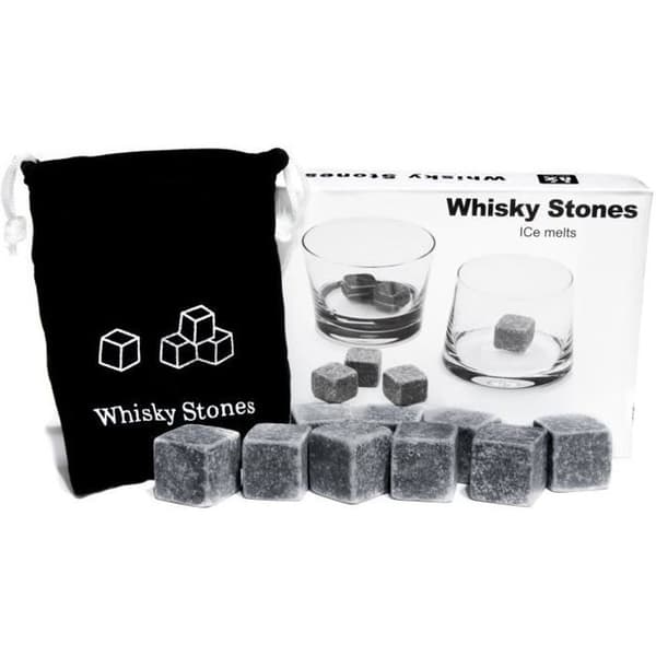 Whiskysten - Set om 9 - Granit - Förvaringspåse i muslin - Grå