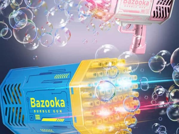 Boble pistol - AVIZAR - Bubble Gun - 69 huller - LED - Hvid Hvid