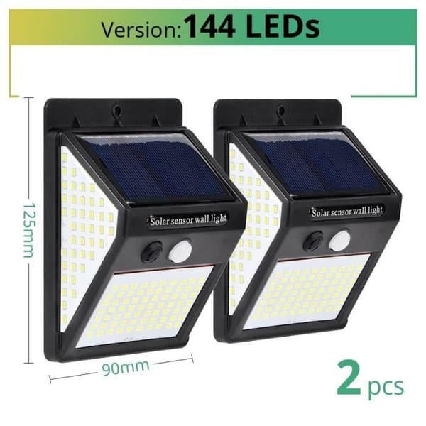 Udendørs solarlampe - 30 LED - PIR-sensor - Vandtæt - Sort