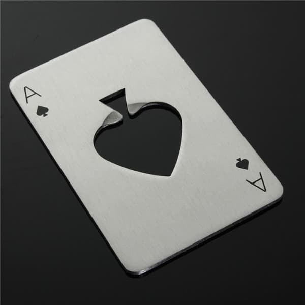 Flaskeåbner - Møbel - Poker Spar ACE - Rustfrit stål - Elegant - Kompakt Pengar
